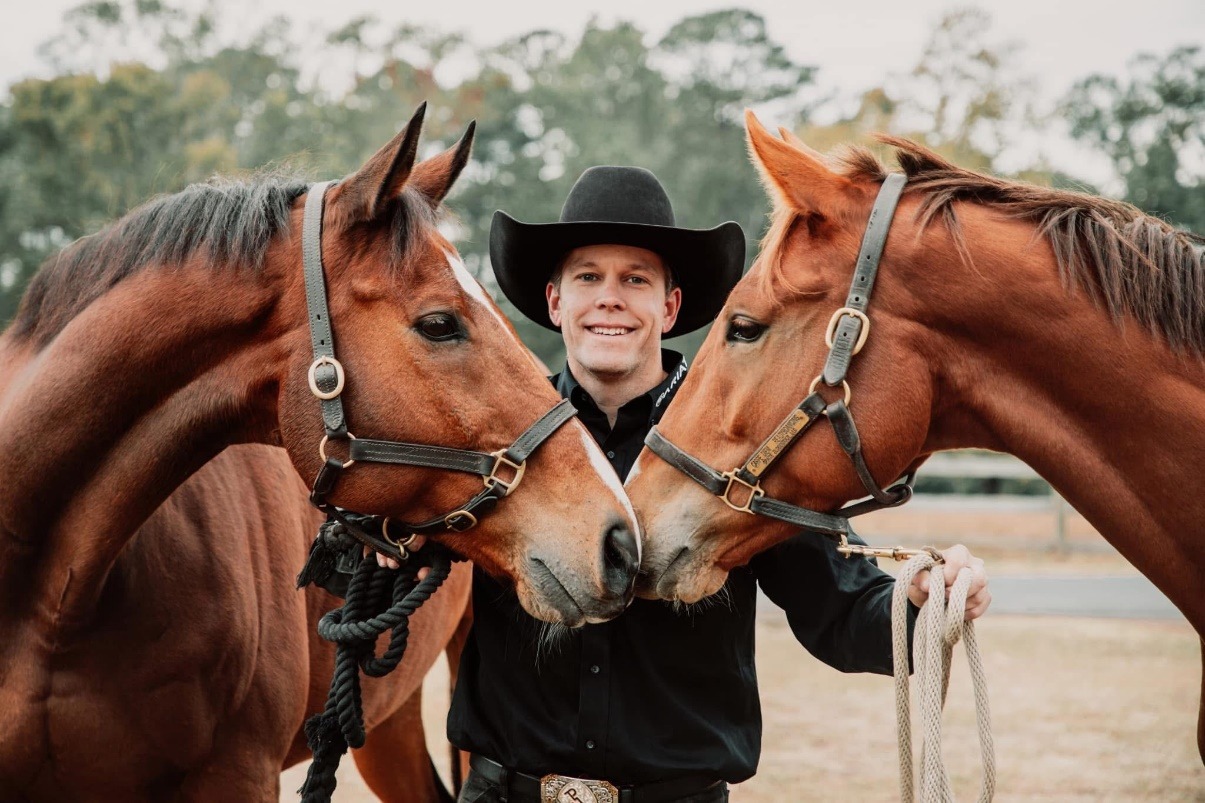 Ryan Bates with 2 horses
