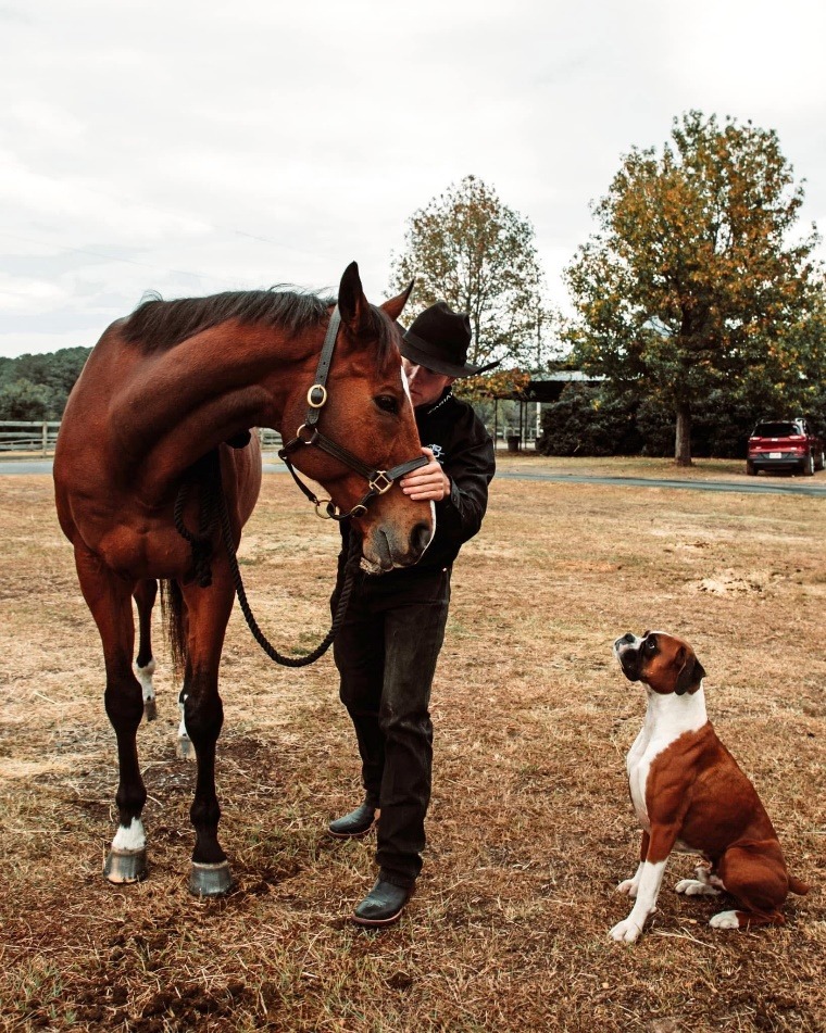 Ryan Bates with the horse and dog